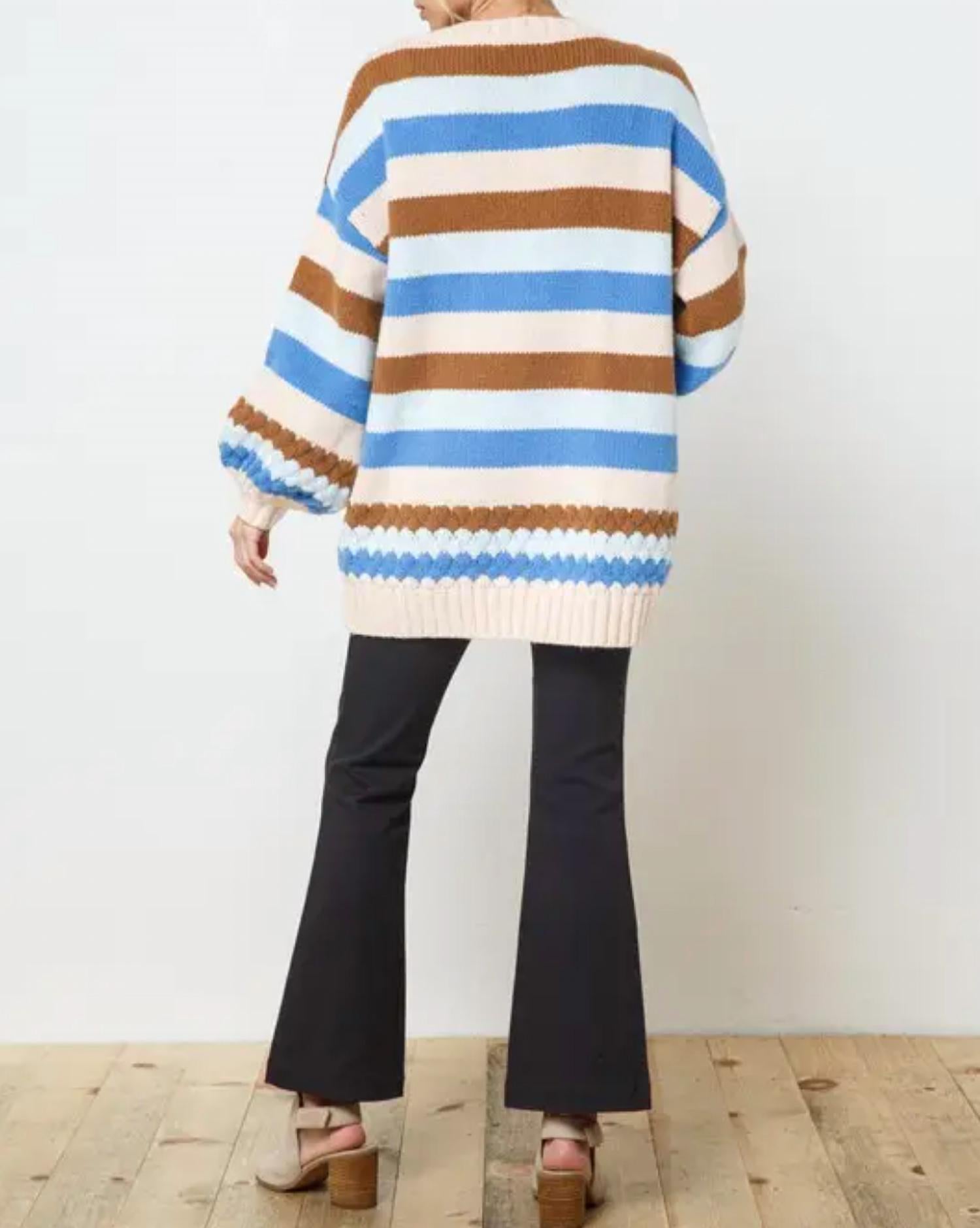 MULTICOLOR STRIPED OPEN-FRONT CARDIGAN