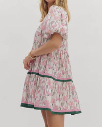 entro Floral V Neck Mini Dress in dusty pink - women's dress - alternate view