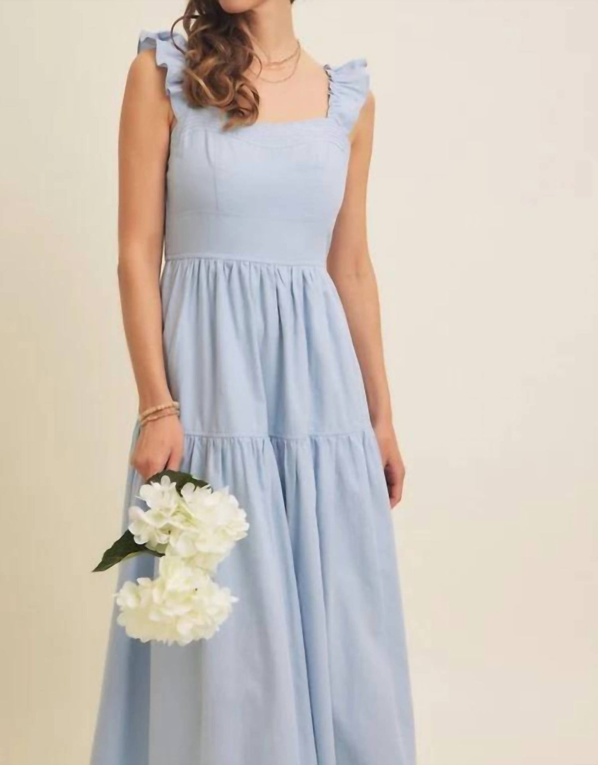 In February - Airy Smocked Back Tiered Midi Dress