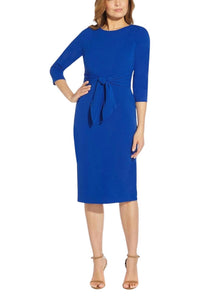 Adrianna Papell - Crew Neck Solid Knit Crepe Dress