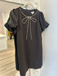Tcec - Crystal Bow Satin Mini Dress