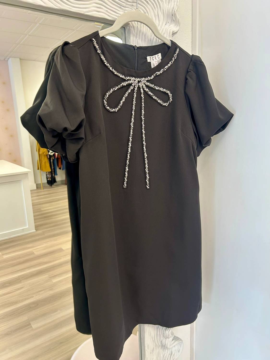 Tcec - Crystal Bow Satin Mini Dress
