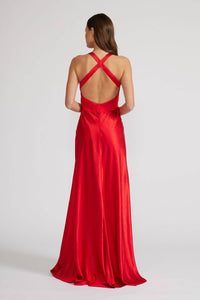 LUCY PARIS Nova Satin Dress in red 1 - women's dress - detail view