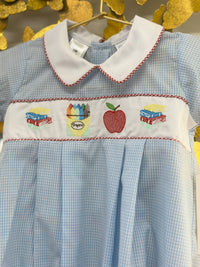 Lulu Bebe - Boy's School Embroidered Bubble Romper