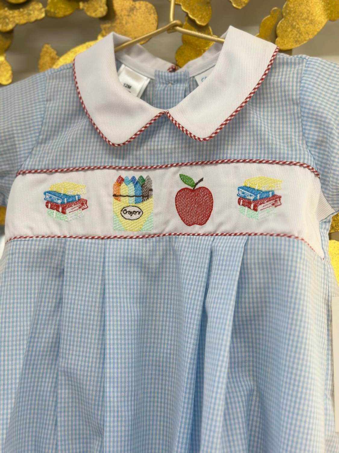 Lulu Bebe - Boy's School Embroidered Bubble Romper