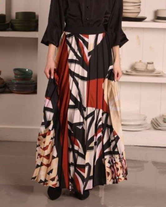 Simondona - Pleated Printed Skirt