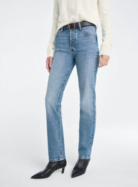 Favorite Daughter Jen Mid Rise Slim Straight Jean in haines wash - women's jeans - detail view