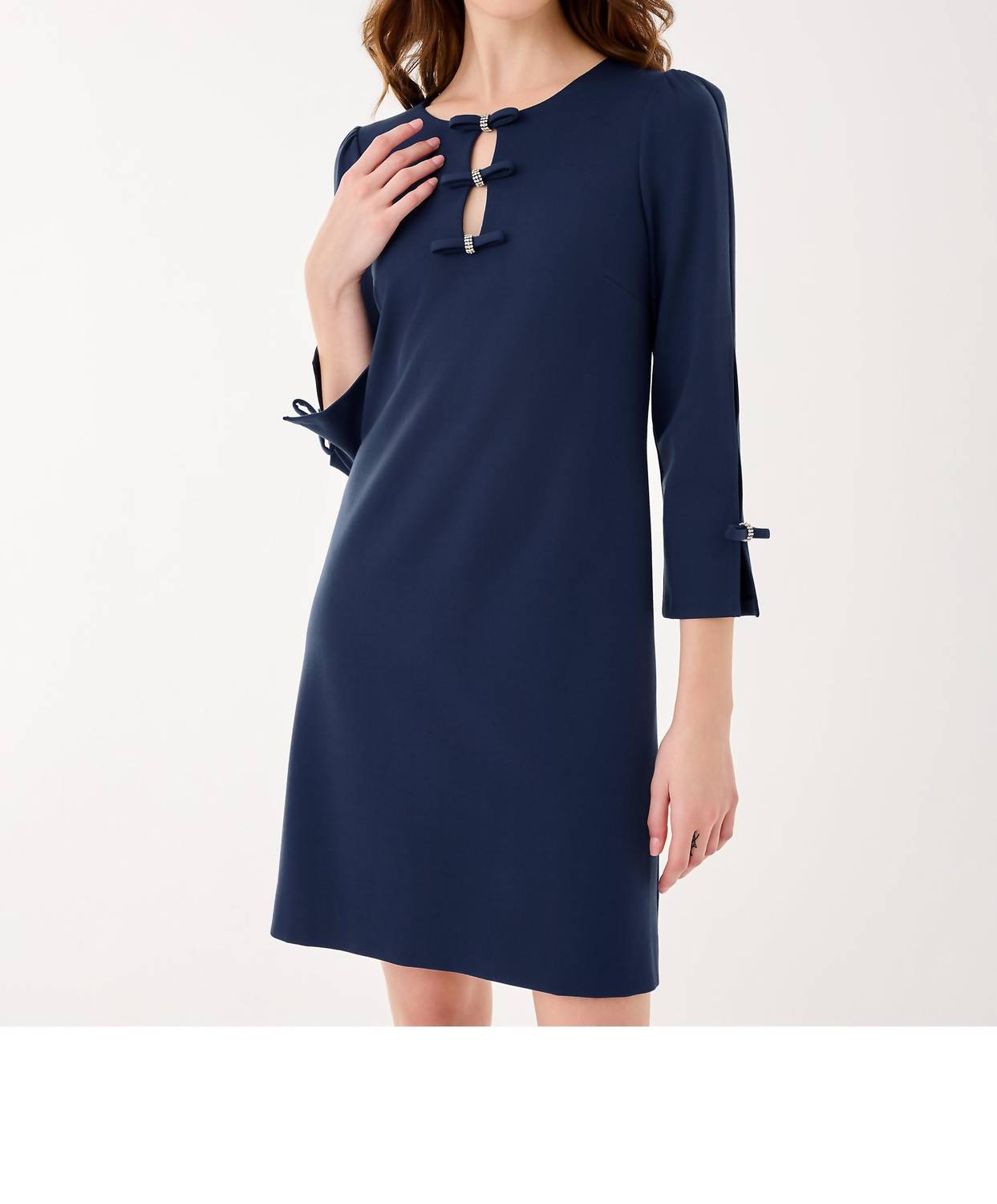 Lilly Pulitzer Leyland Three Quarter Sleeve Shift Mini Dress in low tide navy - women's dress