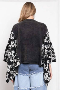 Blue Velvet - Floral Sleeve Poncho Top