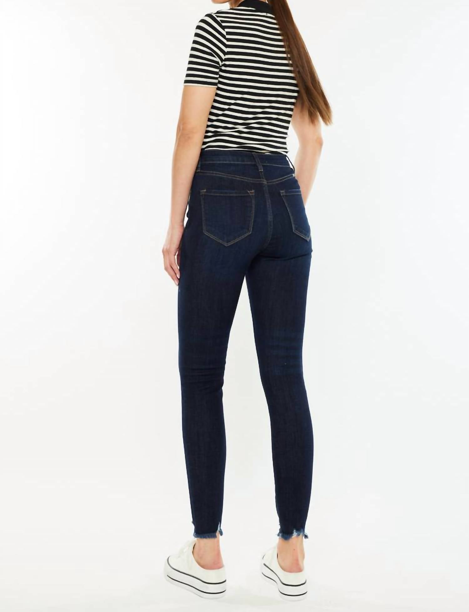 Kancan - High Rise Button Fly Distressed Super Skinny Jeans