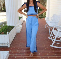 Act Pretty - Sail Chevron Top Ang Long Pants Set