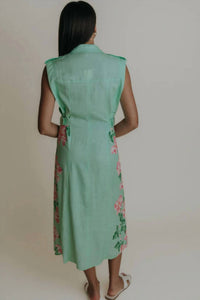 LAROQUE Hillary Dress in pink hibiscus - women's dress - detail view