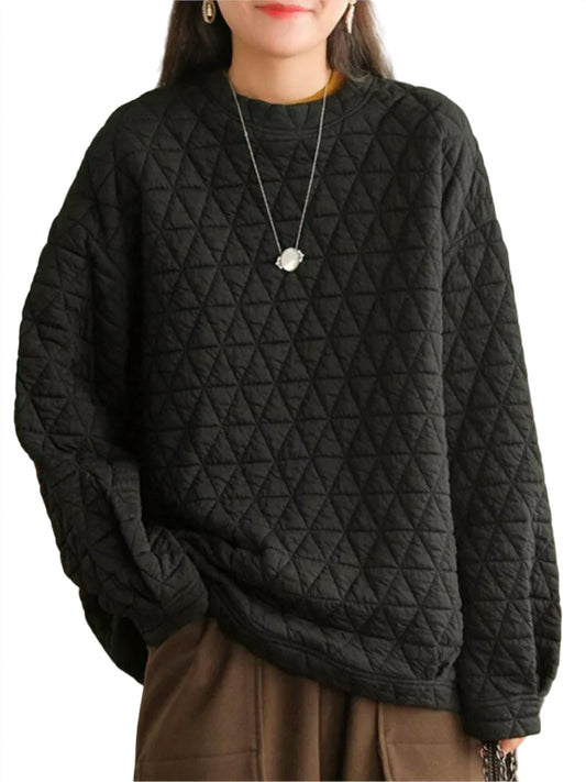 See And Be Seen - Quilted Textured Long Sleeve Top - Plus