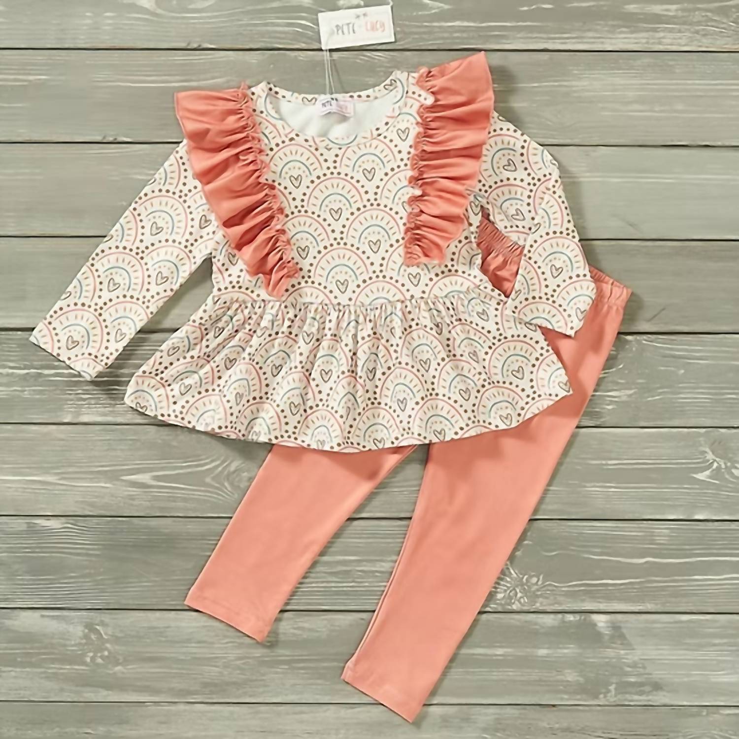 Pete + Lucy - Girls Loving Rainbows Pant Set