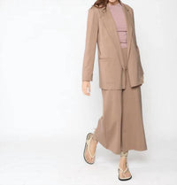RIPLEY RADER Ponte Knit Oversized Blazer in khaki - women's jacket - detail view