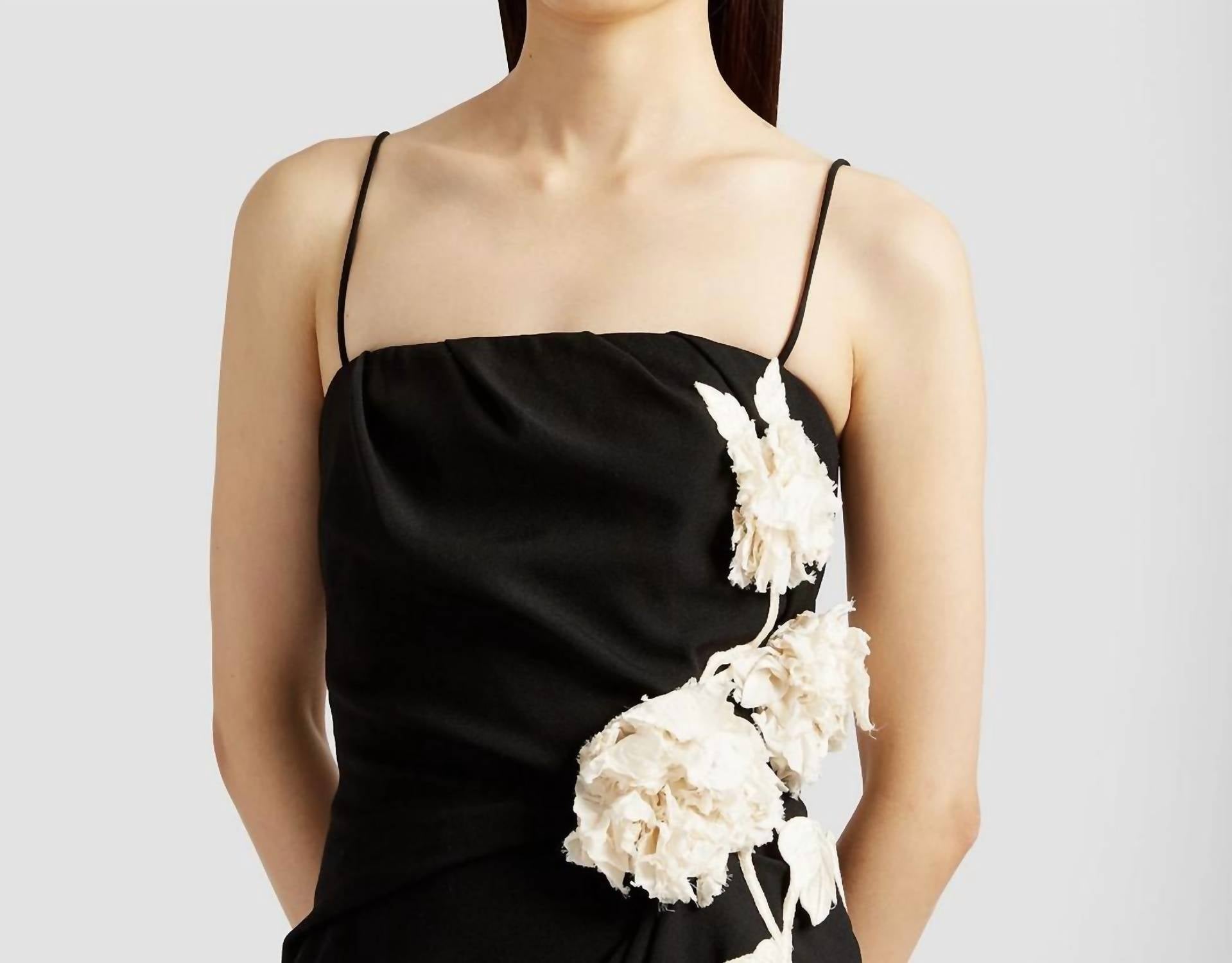 ERDEM Asymmetric Draped Wool Midi Dress in black - women's dress - alternate view