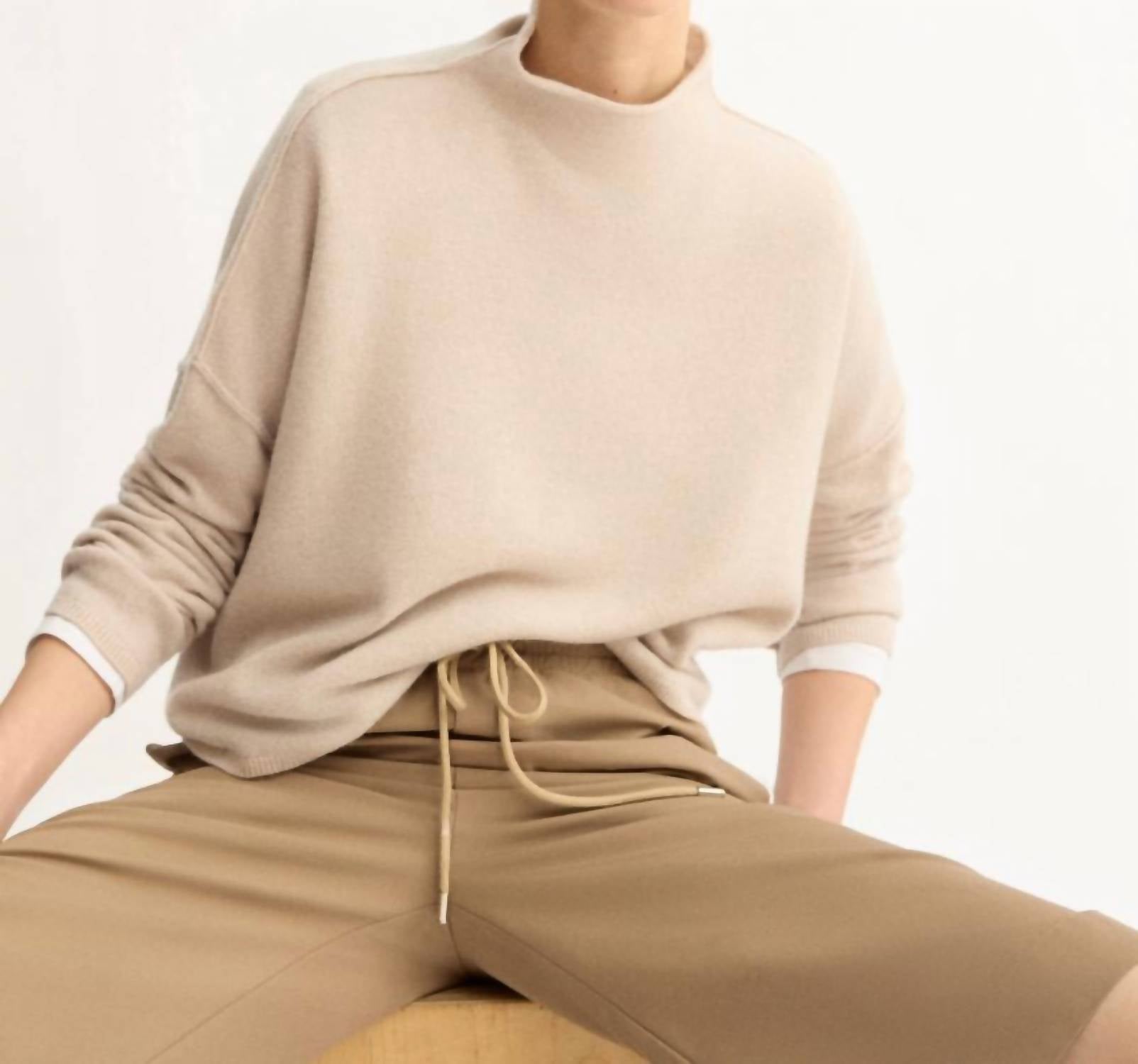 Arlo Mott Penn Roll Neck Top in beige - women's long sleeve top