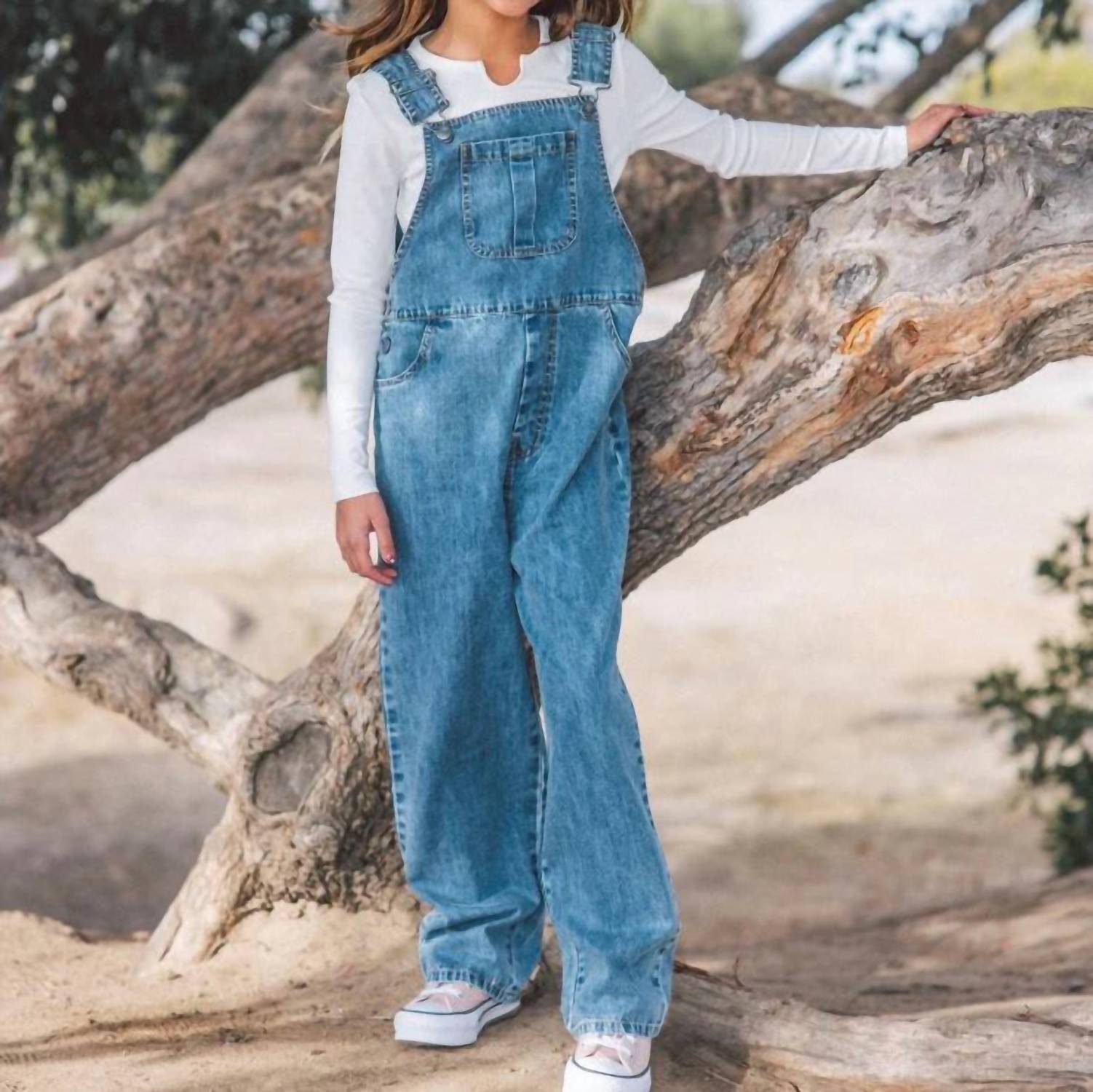 feather 4 arrow Girls Heritage Overallls in vintage denim - kids' item