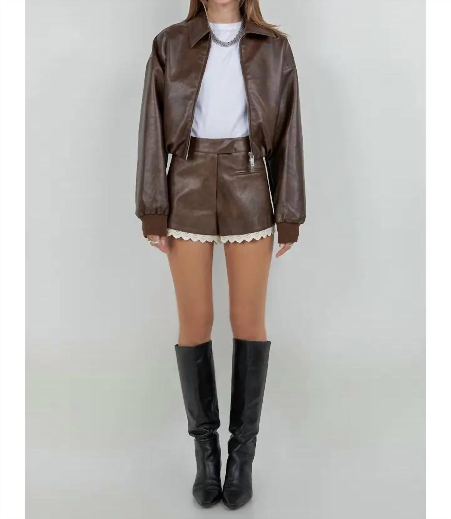 Whiteroom+Cactus - Faux Leather Zip Up Moto Jacket