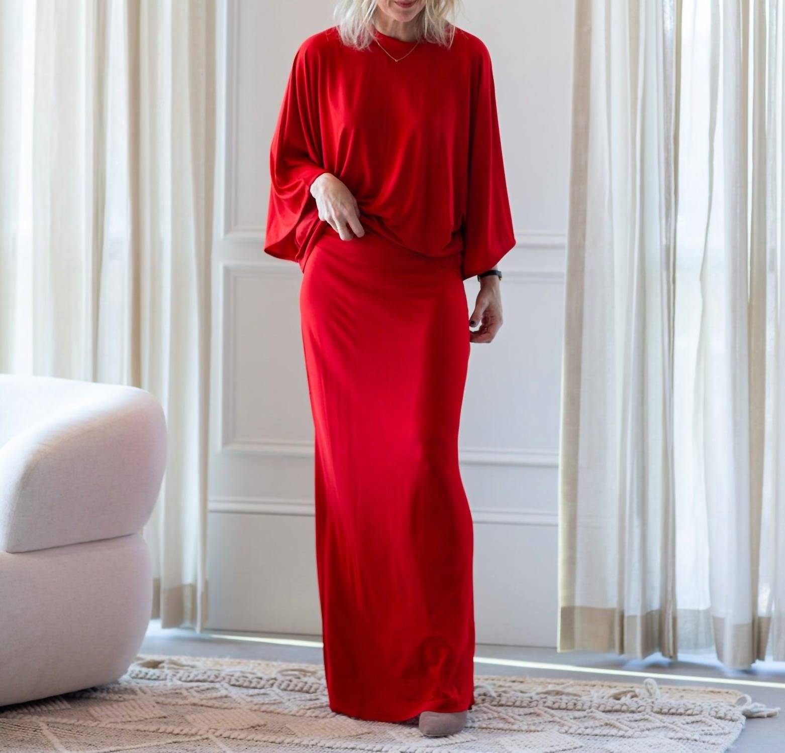 House of Dagmar Jersey Maxi Skirt in red - women's skirt - view 6