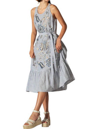 Ranna Gill - Grace Round Neck Tier Midi Dress