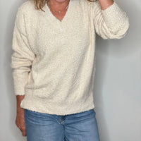 Hello Nite - Plush V Neck Pullover Top
