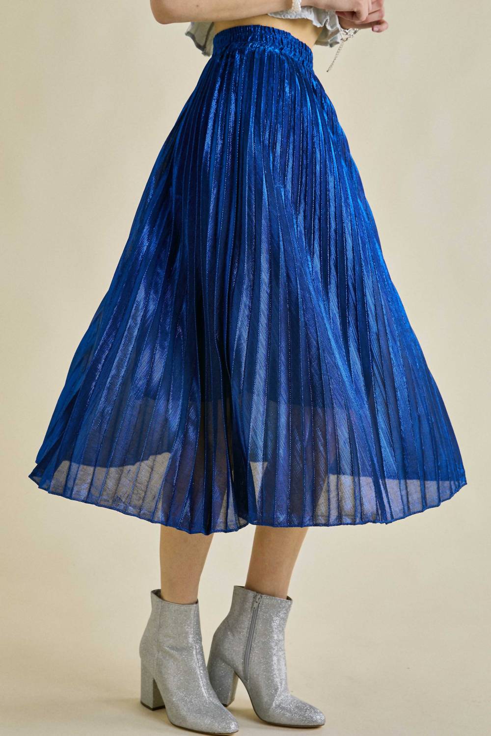 J.Nna - Glitter Pleated Midi Skirt
