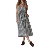 THE GREAT. Women's The Reyes Dress in parchment stripe - women's dress