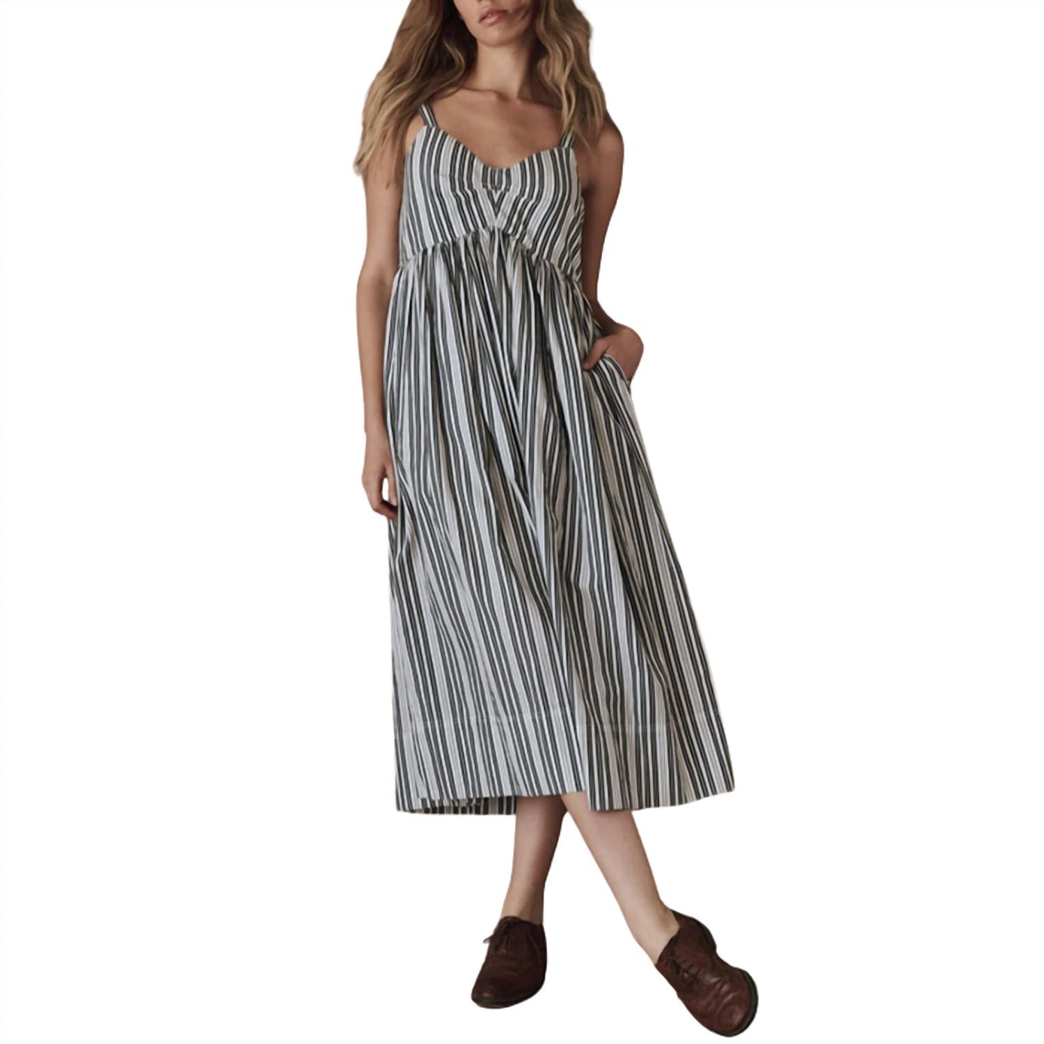 THE GREAT. Women's The Reyes Dress in parchment stripe - women's dress