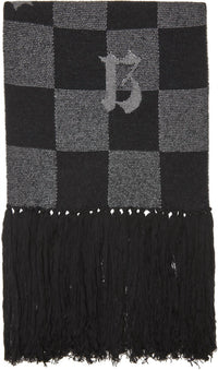 Amiri Cashmere Old English Checkered Scarf in black white - men's scarf - alternate view
