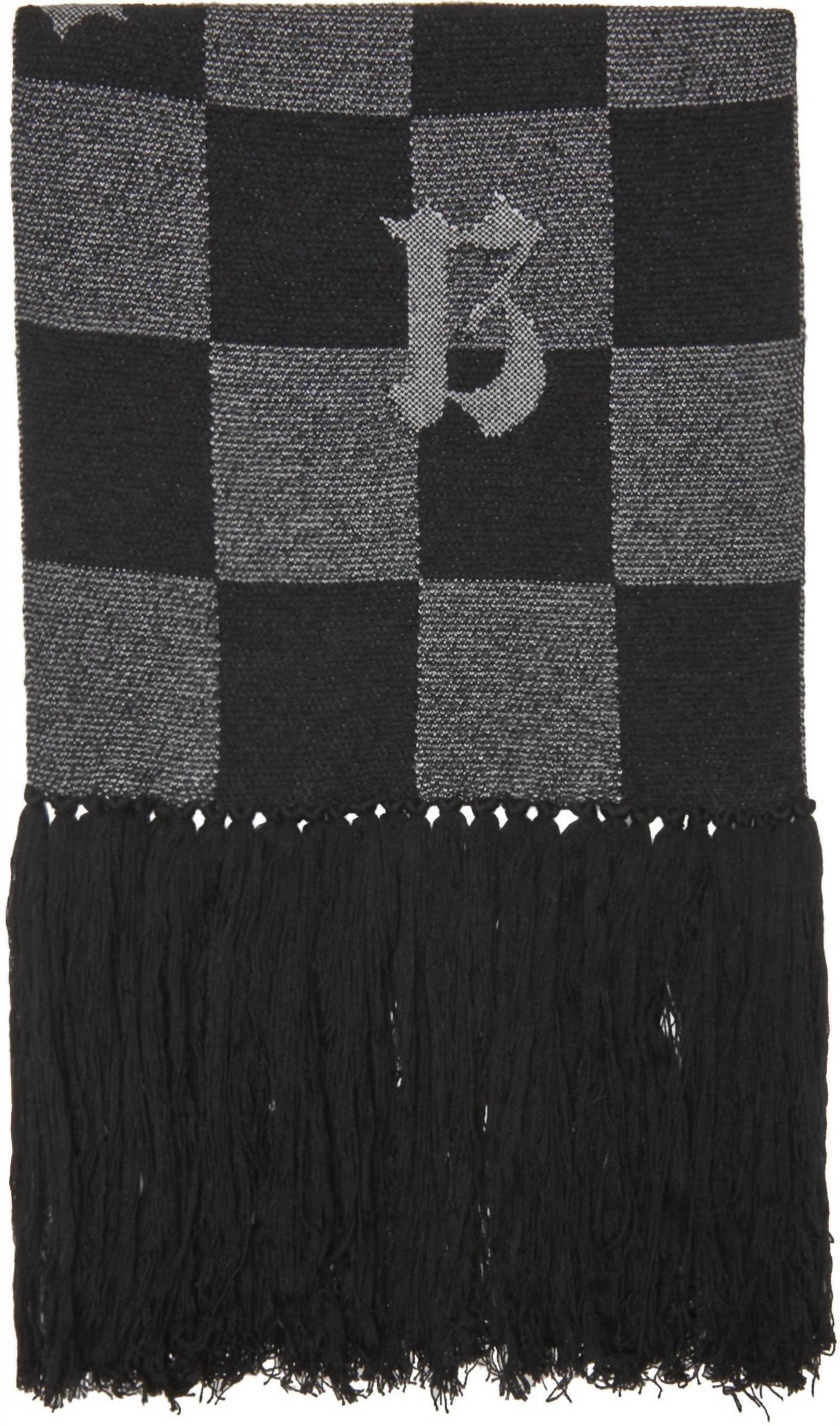 Amiri Cashmere Old English Checkered Scarf in black white - men's scarf - alternate view