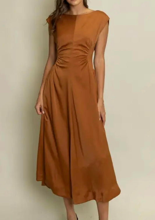 Heyson - Ruched Satin Midi Dress