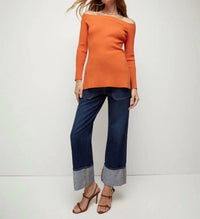 Veronica Beard - Derick Ribbed Off-shoulder Pullover Top