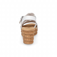 GABOR WOMEN'S NAPPA SATIN WEDGE SANDALS in white - women's shoe - detail view