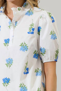 Sugarlips - Jillian Floral Miraya Mock Neck Poplin Top