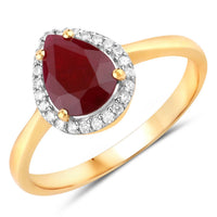 Diana M Jewels Women's Pear Natural Ruby Fashion Ring (1.30 Ct) - Petite in 14k yellow gold - women's jewelry