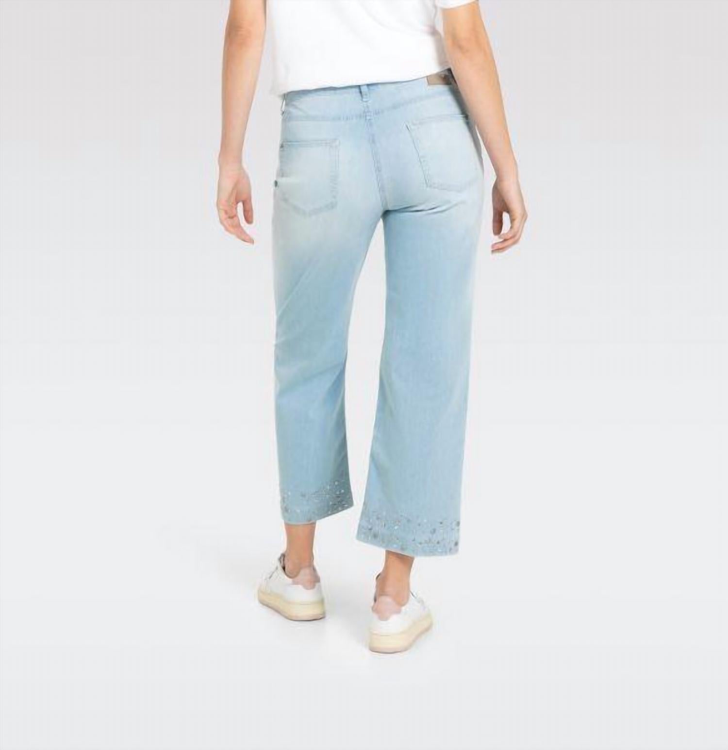 MAC Glam Hem Wide Leg Culotte Jeans in summer vintage - women's jeans - detail view