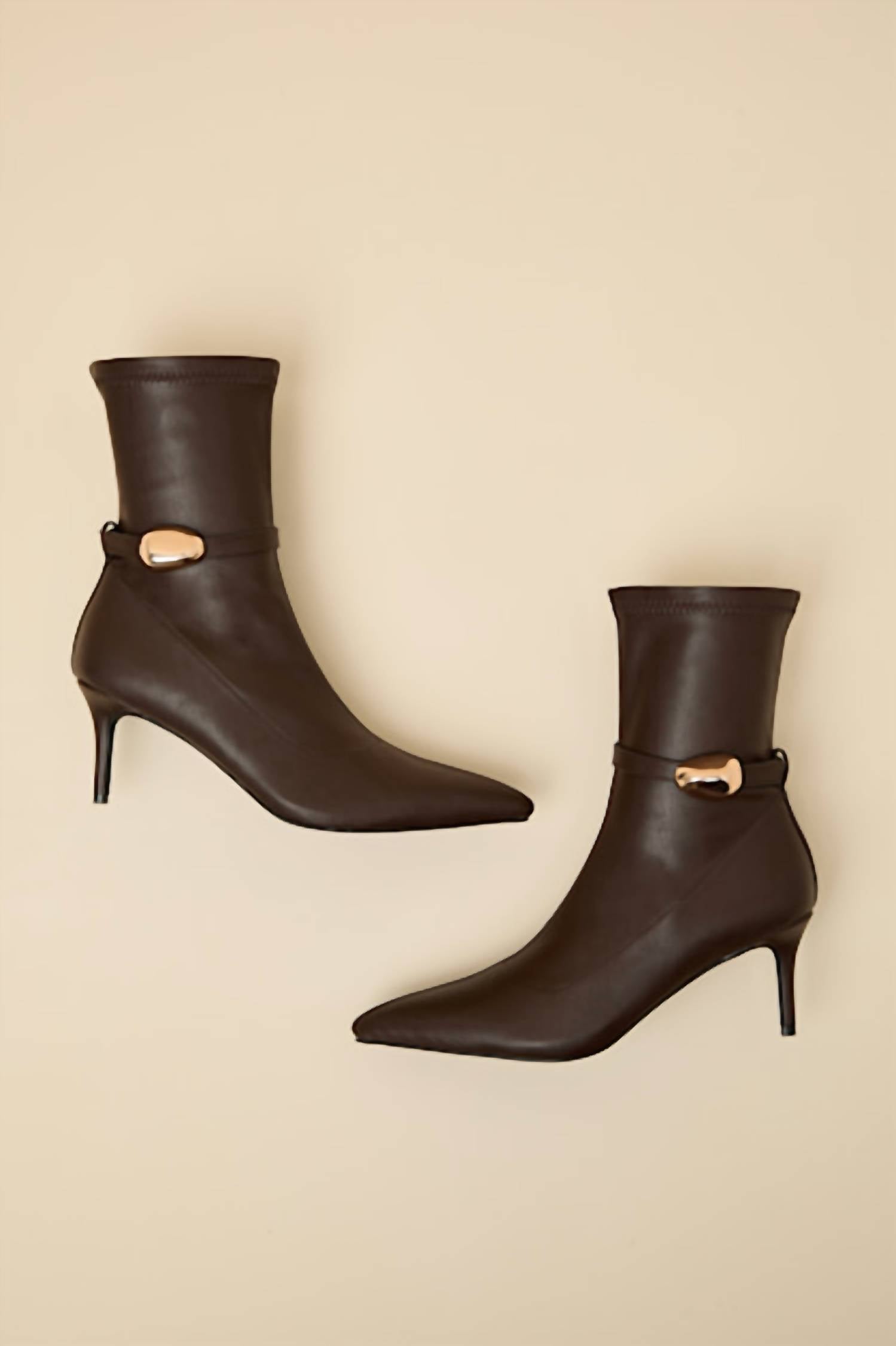 BiLLiNi Women's Joyce Pointed-toe Sock Boots in chocolate - women's shoe - alternate view