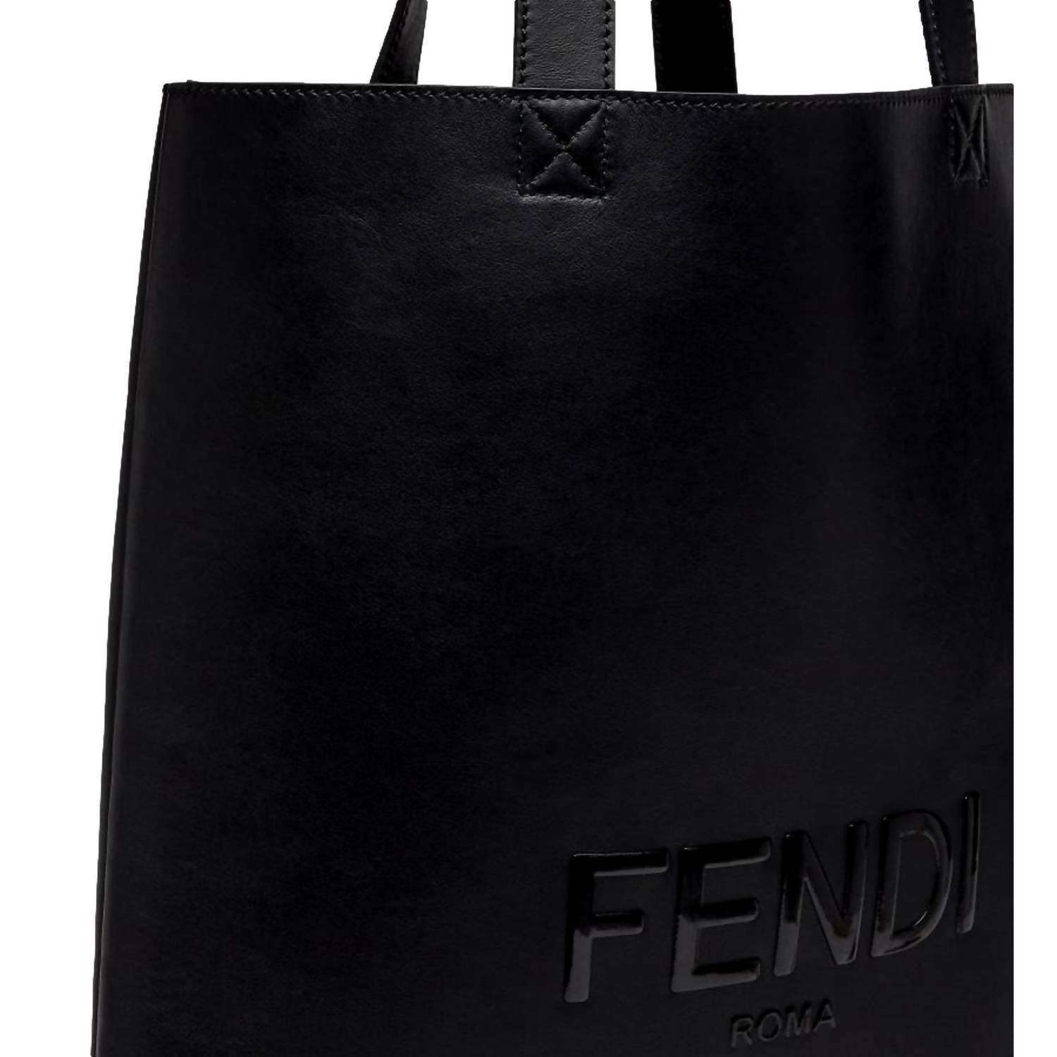 Fendi - Roma Embossed Logo Calf Leather Large Shopping Tote Bag
