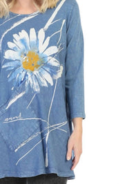 Jess & Jane - Chit Chat Mineral Washed Cotton Top with Linen Contrast