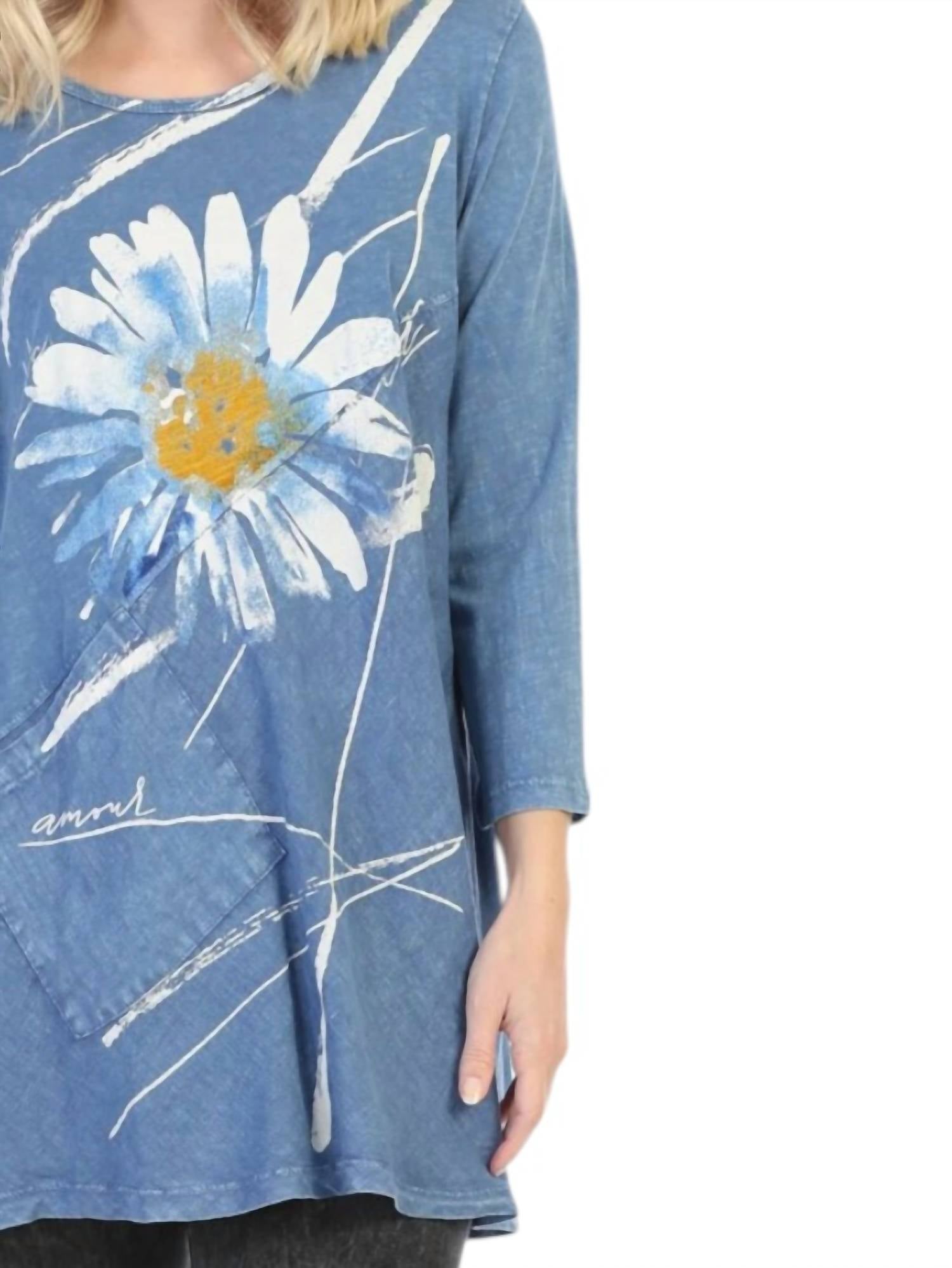 Jess & Jane - Chit Chat Mineral Washed Cotton Top with Linen Contrast
