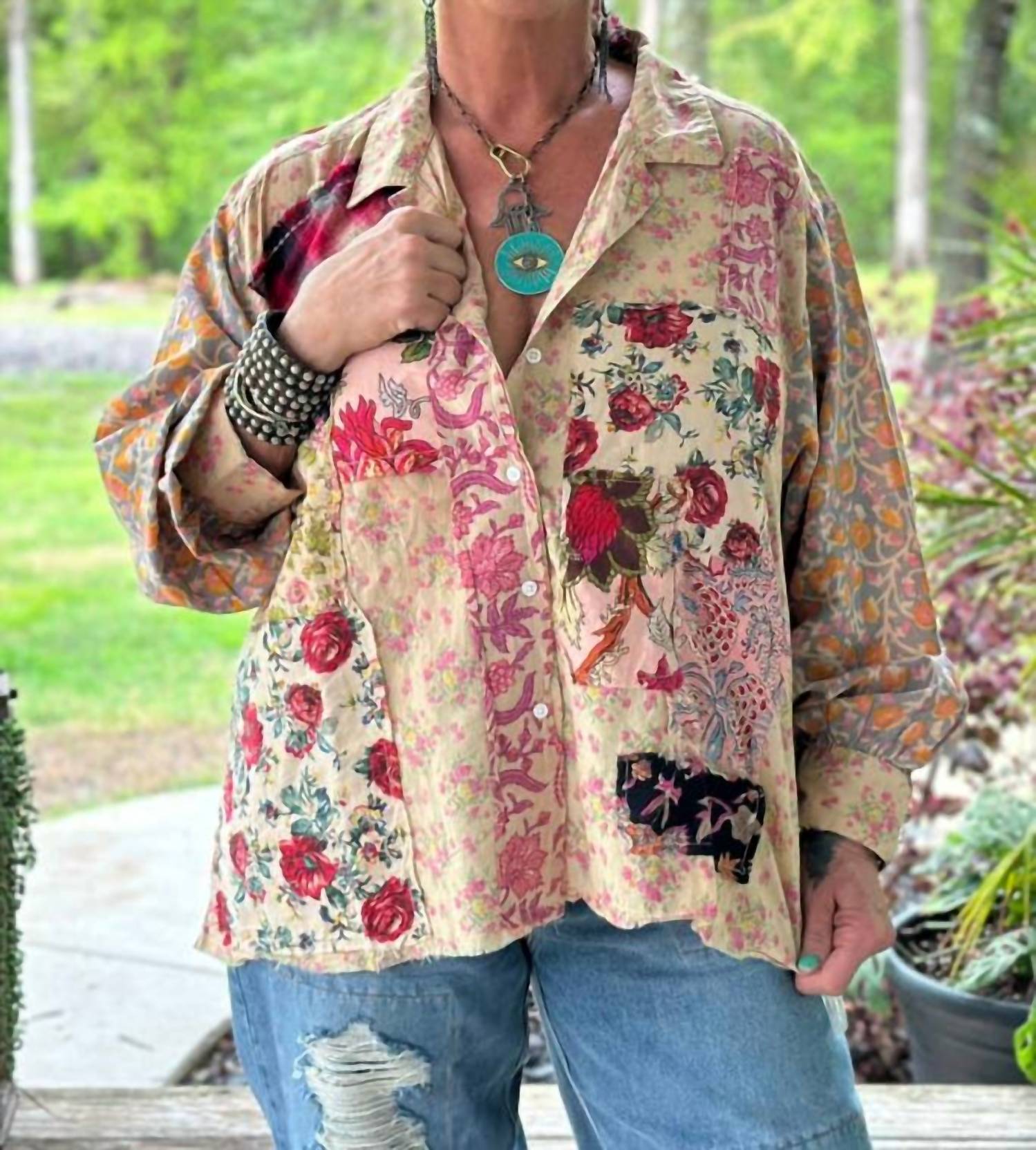 Jaded Gypsy - Floral Gardens Button-up Blouse