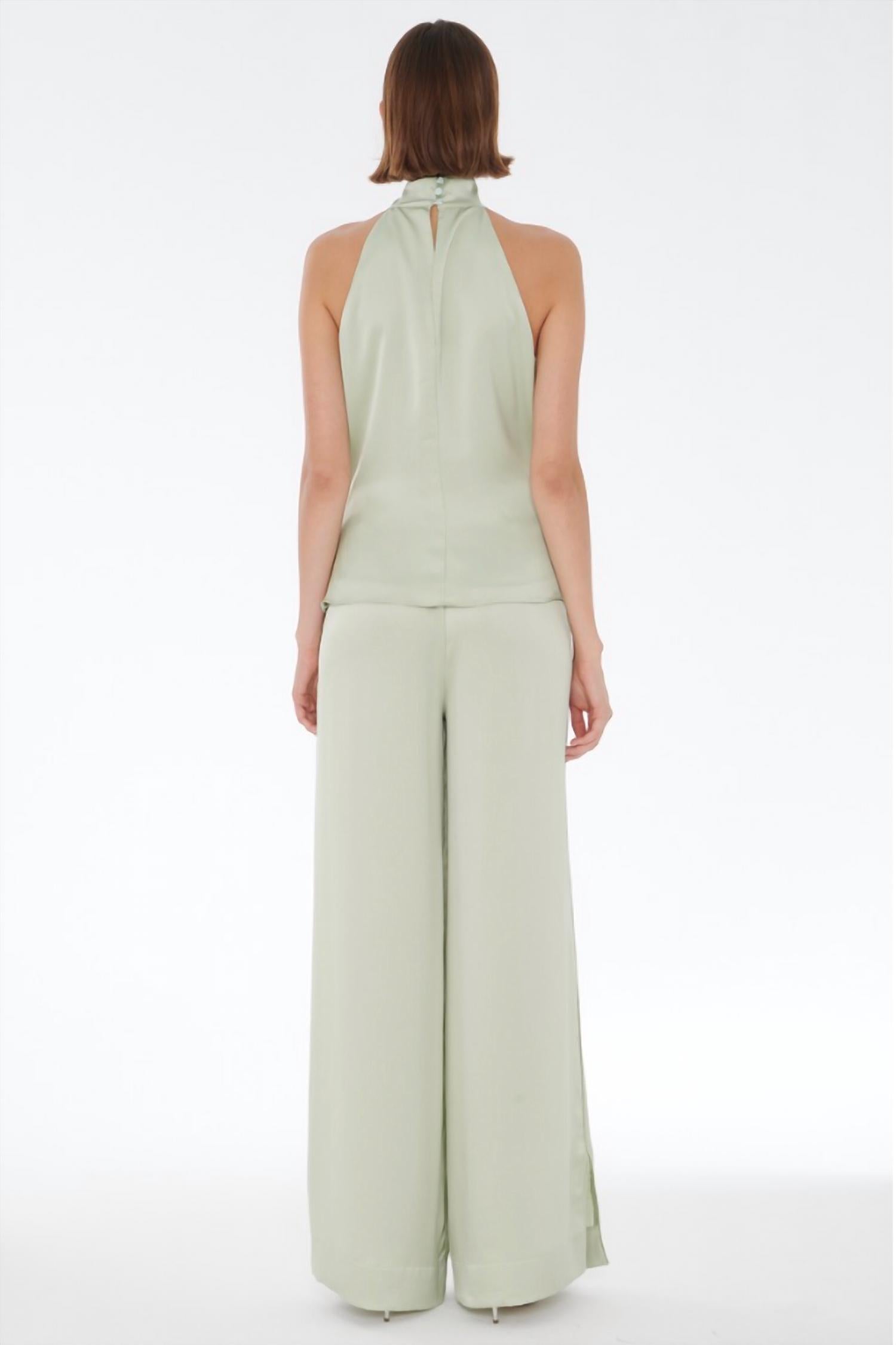 TOCCIN Auggie Side Slit Pull On Pant in mint - women's pants - detail view