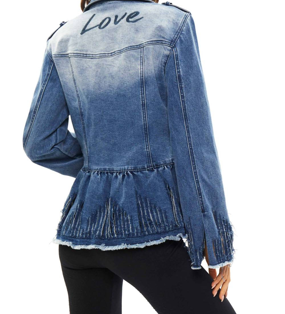 Adore - Button Down Jean Distressed Love Jacket