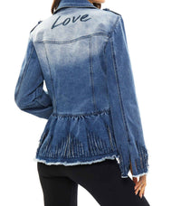 Adore - Button Down Jean Distressed Love Jacket