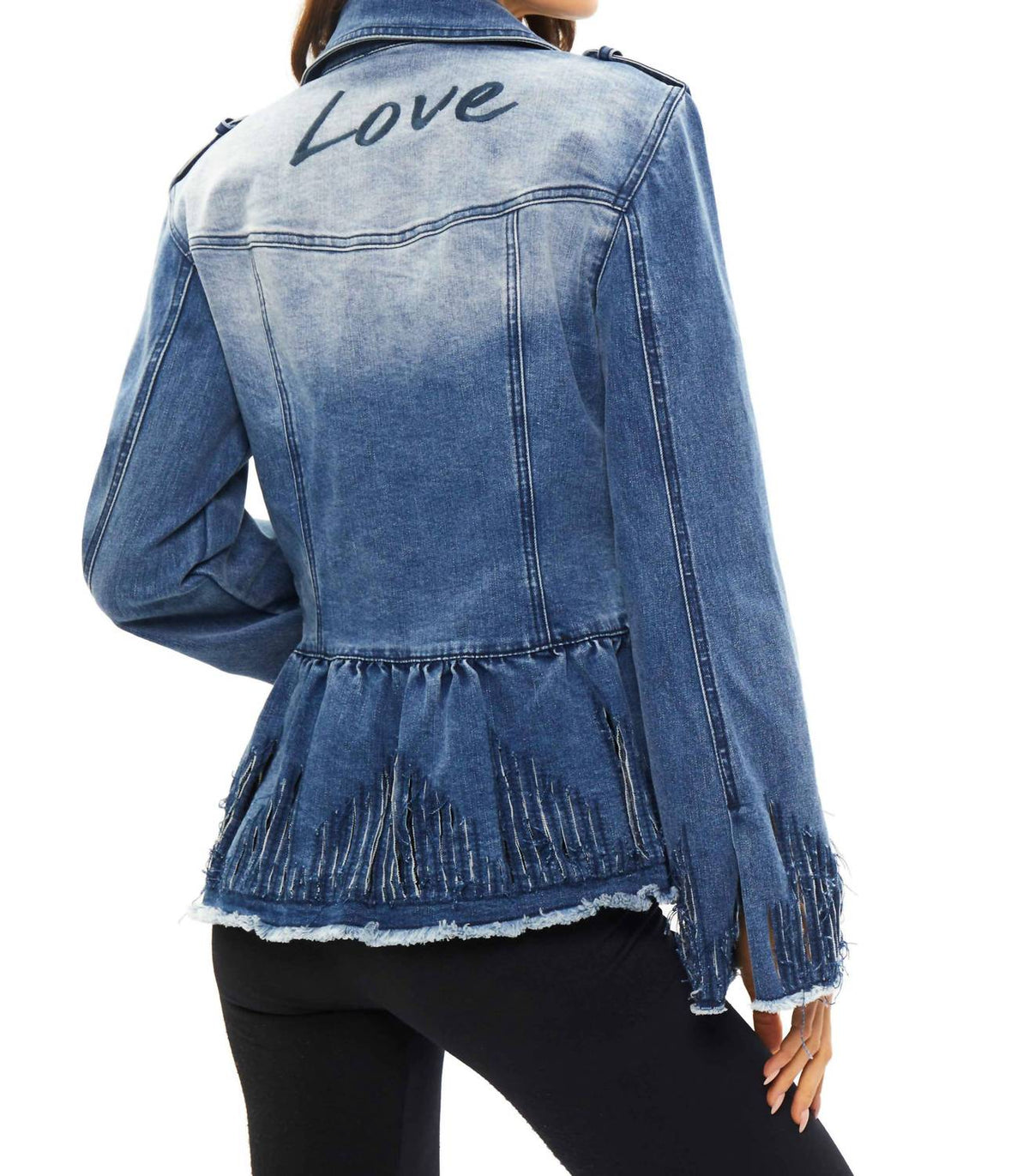 Adore - Button Down Jean Distressed Love Jacket