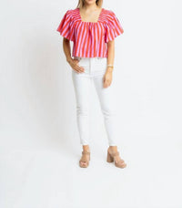 Karlie - Stripe Square Neck Poplin Top