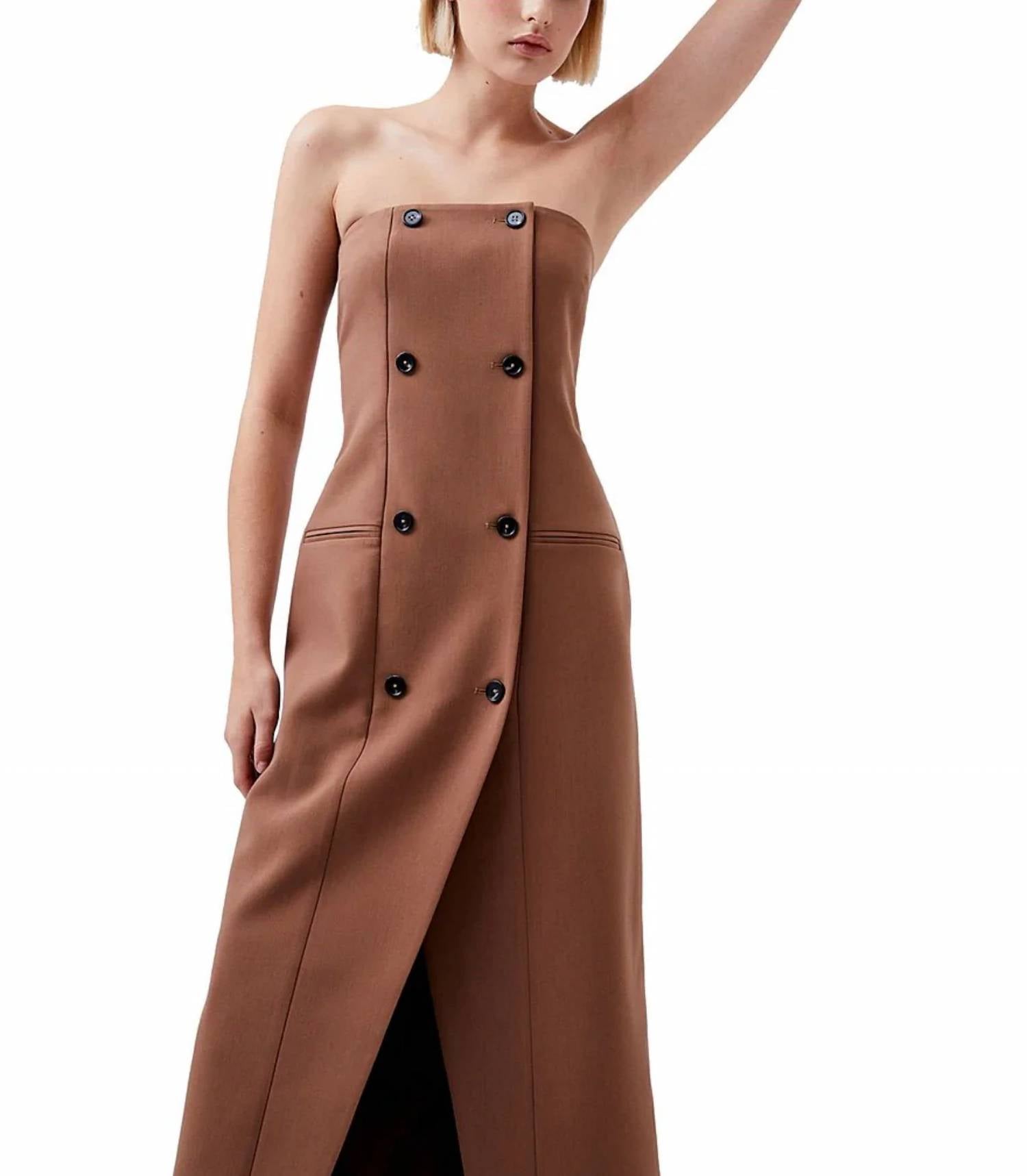 French Connection - Azra Twill Strapless Midi Dress