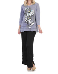 Jess & Jane Lucy Mineral Washed Cotton Layered Top in marine - women's blouse
