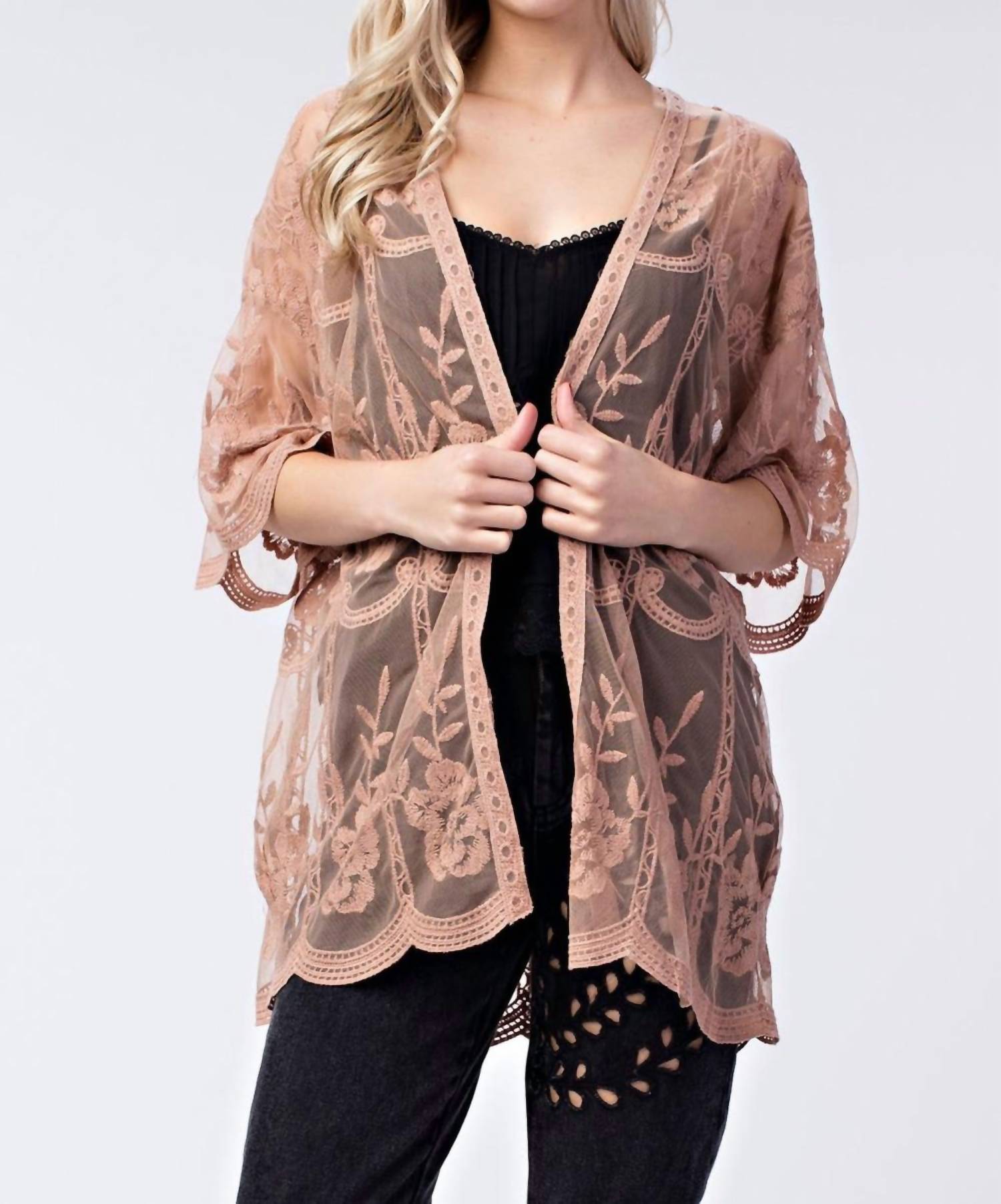 Honey Punch - Embroidered Lace Kimono Cardigan